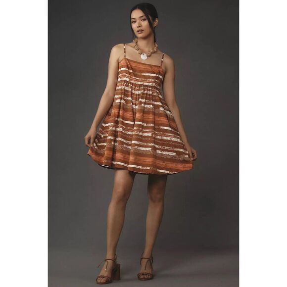 NWT Anthropologie Hutch Bandeau Romper Size XS Brown Motif Stripe - Picture 1 of 10